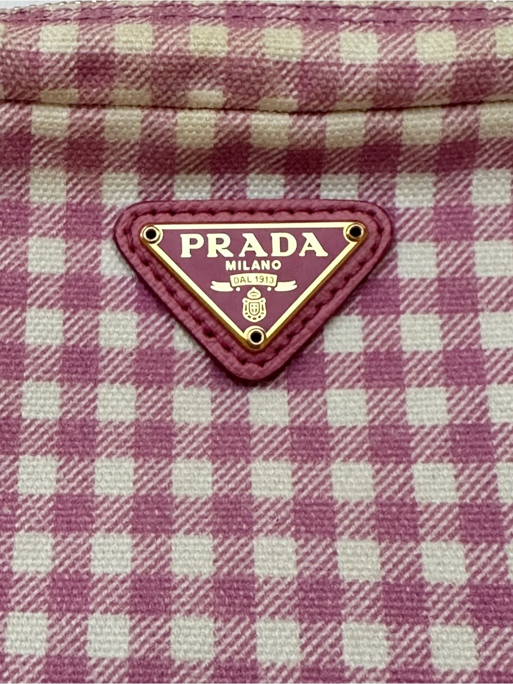 Prada Pink and White Gingham Cosmetic & Travel Pouch - Picture 5 of 14